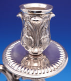 European .925 Sterling Silver Candelabra Pair 3-Light Repoussed w/Dolphins #9289