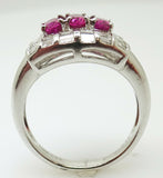 Fine Platinum Genuine Natural Ruby and Diamond Ring (#J3259)