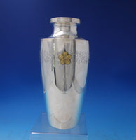 Japanese .950 Silver Vase with Gold Flower Engraved Leaves 9 3/4" Tall (#5583)