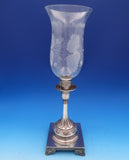 Shell by Unknown Silverplate Glass Hurricane Lamp Candlestick Pair  (#8299)