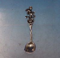 German Glass Sterling Salt Dip Swan Shape Moveable Wings Divided w/Spoon (#7215)