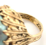 Handwrought 14k Yellow Gold Ring with Huge Blue Mabe Pearl Size 9 (#J7241)