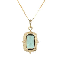 14k Yellow Gold 7.23 Carat Antique Cushion Cut Genuine Aquamarine Pendant #J6731