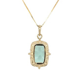 14k Yellow Gold 7.23 Carat Antique Cushion Cut Genuine Aquamarine Pendant #J6731