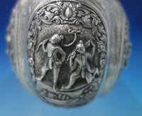 French Sterling Silver Tea Caddy with Figures and Peacocks 5" x 3 1/2" (#5832)