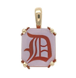 14k Yellow Gold Genuine Natural Agate Signet Pendant Initial "D" (#J7585)