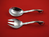 Ornamental #141 By Georg Jensen Sterling Salad Serving Set 2pc 9" Antique
