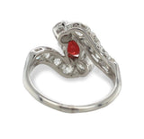 Edwardian Platinum 1.29ct Red Spinel and 1.75ct TW Mine Cut Diamond Ring #J7151