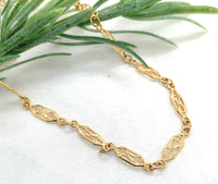 18k Yellow Gold Handmade European Chain Necklace Jewelry (#J7358)