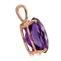 14k Rose Gold 20.56 Carat Oval Genuine Natural Amethyst Pendant (#J7229)