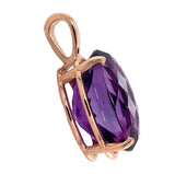 14k Rose Gold 20.56 Carat Oval Genuine Natural Amethyst Pendant (#J7229)