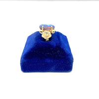 14k Yellow Gold Art Nouveau 3 Carat Genuine Natural Black Opal Ring (#J5332)
