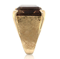 14k Gold Mid Century Modern Genuine Natural Smoky Quartz Ring Size 4.5 (#J6609)