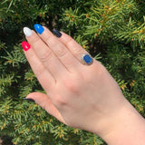 10k White Gold Filigree Genuine Natural Blue Onyx Ring w/ Gold Accents (#J6601)