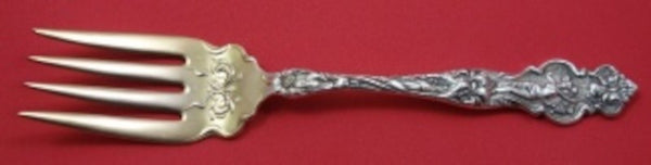 Irian by Wallace Sterling Silver Cold Meat Fork Gold Washed 8 1/4" Serving