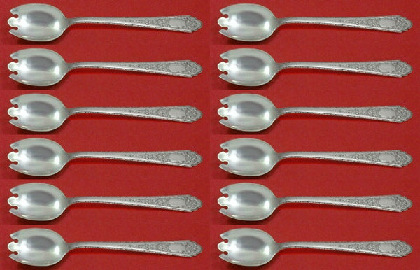 Mary II by Lunt Sterling Silver Ice Cream Dessert Fork Set of 12 pcs 6" Custom