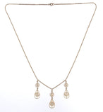 10k Gold Victorian Three Drop Genuine Natural Diamond Lavaliere Necklace #J6164