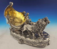 Italian Sterling Silver Centerpiece Chariot Bowl With Lions and Cupid  (#7848)