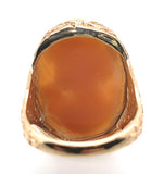 14k Yellow Gold Filigree Ring with Genuine Natural Shell Cameo Size 7.25 #J7375