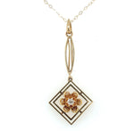 14k Yellow Gold Victorian Genuine Natural Diamond Lavaliere Pendant (#J6063)