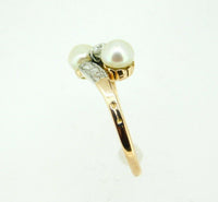 18k Yellow Gold Victorian Pearl and Diamond Ring (#J4487)
