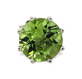 A Pair of Platinum 2.81 Carat TW Genuine Natural Peridot Stud Earrings (#J6966)