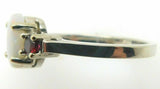 14k White Gold Genuine Natural Opal and Ruby Three Stone Ring (#J3863)