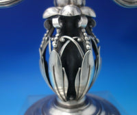 Georg Jensen Sterling Silver Candelabra Pair 2-Light with Fir Cones #244 (#5890)