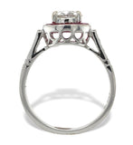 14k White Gold .80ct European Cut Genuine Natural Diamond Ring Ruby Halo #J7265