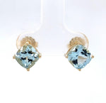 14k Yellow Gold 2.46cttw Genuine Natural Aquamarine Stud Earrings (#J6324)