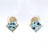 14k Yellow Gold 2.46cttw Genuine Natural Aquamarine Stud Earrings (#J6324)