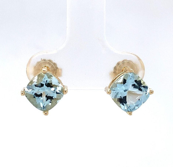 14k Yellow Gold 2.46cttw Genuine Natural Aquamarine Stud Earrings (#J6324)