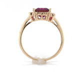 14k Gold Ring w/ Emerald Cut 3.51 Carat Genuine Natural Rhodolite Garnet #J6411