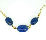 Art Deco Genuine Natural Sodalite Necklace with 9k Gold Paperclip Chain (#J5033)