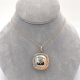 14k White and Rose Gold Victorian Genuine Natural Diamond Locket w/ Chain #J6517