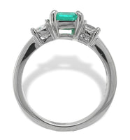 14k White Gold .90ct Columbian Genuine Emerald Diamond Ring w/Report (#J7166)