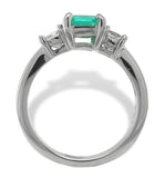 14k White Gold .90ct Columbian Genuine Emerald Diamond Ring w/Report (#J7166)