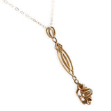 Victorian 10k Genuine Natural Diamond Lavaliere Pendant with 14k Chain (#J7262)