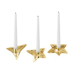 2021 Georg Jensen Christmas Holiday Candle Holders Stars Gold 3 pc - New