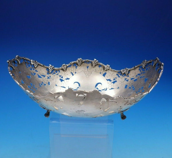 Italian 800 Silver Grape Serving Bowl with Bright-cut Grapes and Leaves (#4290)