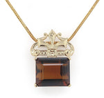 14k Gold Deco Style Large 43ct Genuine Natural Madeira Citrine Necklace (#J6239)