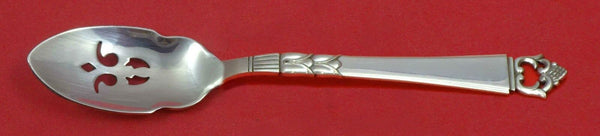 Danish Crown by Frigast Sterling Silver Olive Spoon Pierced 5 3/4" Custom Made