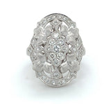 Platinum Cocktail Leaf Ring with 1.10ct TW Genuine Natural Diamonds (#J5953)