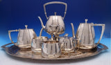 Colonial by Whiting Sterling Silver Tea Set 7pc with Kettle on Stand (#8537)