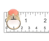 10k Yellow Gold 7.36 Carat Genuine Natural Coral Filigree Ring Size 6 (#J7369)