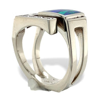 14k White Gold Custom Genuine Natural Opal Diamond Ring by Harry Roa (#J7309)