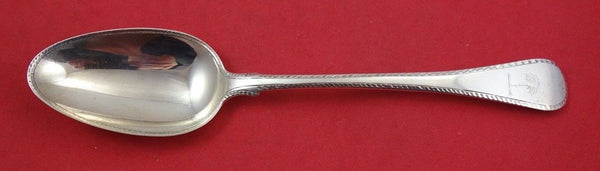 English Georgian Sterling Silver Dinner Spoon w/ engraved palm tree 8 5/8"