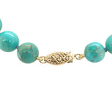 14k Gold Clasp 8mm Kingman Genuine Turquoise Strand Beads Necklace 18.5" #J7327