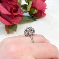 14k White Gold 1.12ct TW Genuine Natural Diamond Cocktail Ring Size 6 (#J7168)