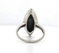 10k White Gold Marquise Navette Genuine Natural Hematite Ring Size 6.25 (#J6286)